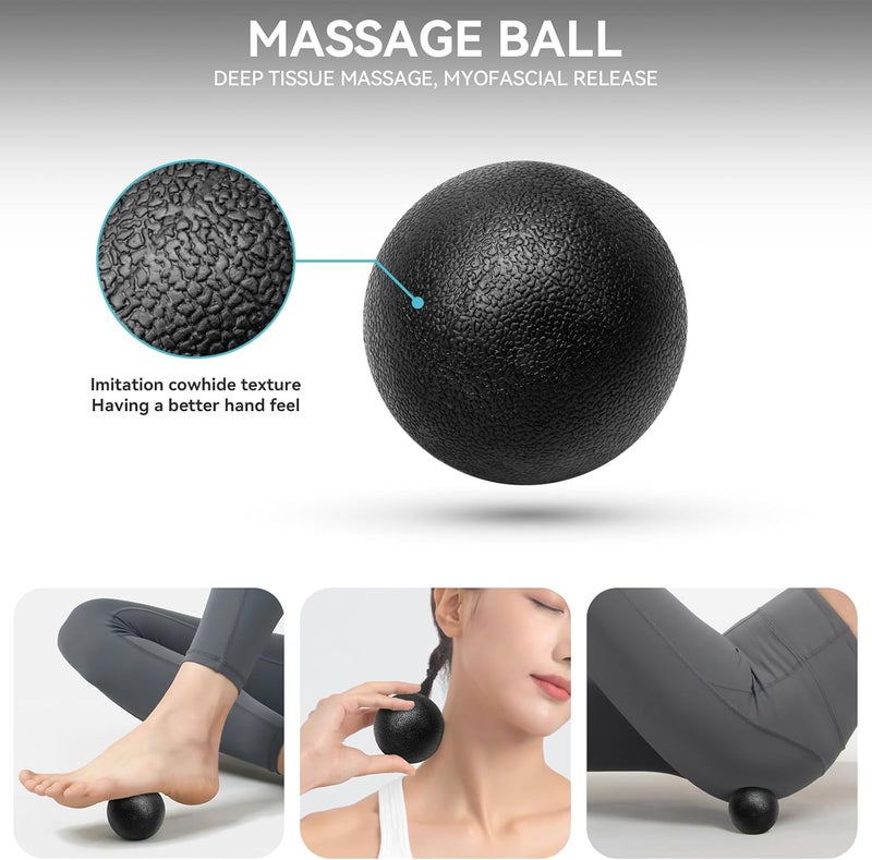 Krightlink 5 in1 Foam Roller Set for Deep Tissue Muscle Massage, High Density Fitness Exercise Foam Roller, Massage Roller, Massage Ball, Resistance Band, for Whole Body (Black) - Image 4